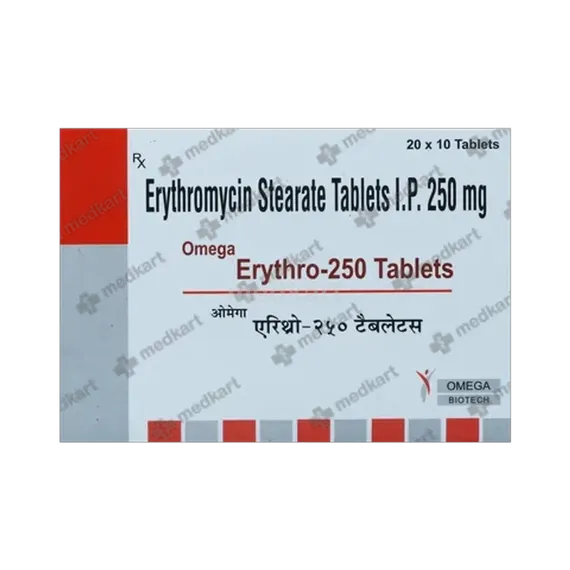 erythro 250mg tablet 10's